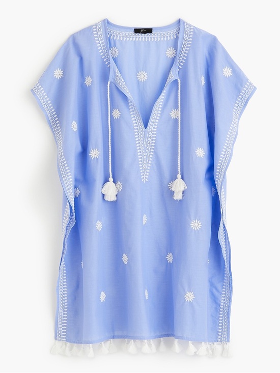 J. Crew Tops - J. Crew Embroidered Tassel Caftan Top - Light Blue
